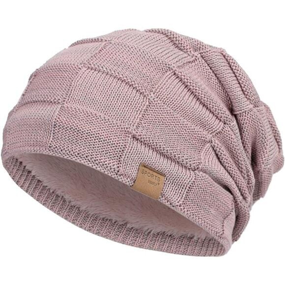 Slouchy Beanie Hats for Men Pink - Picture 1 of 6
